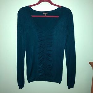 Teal V-Neck Express Sweater